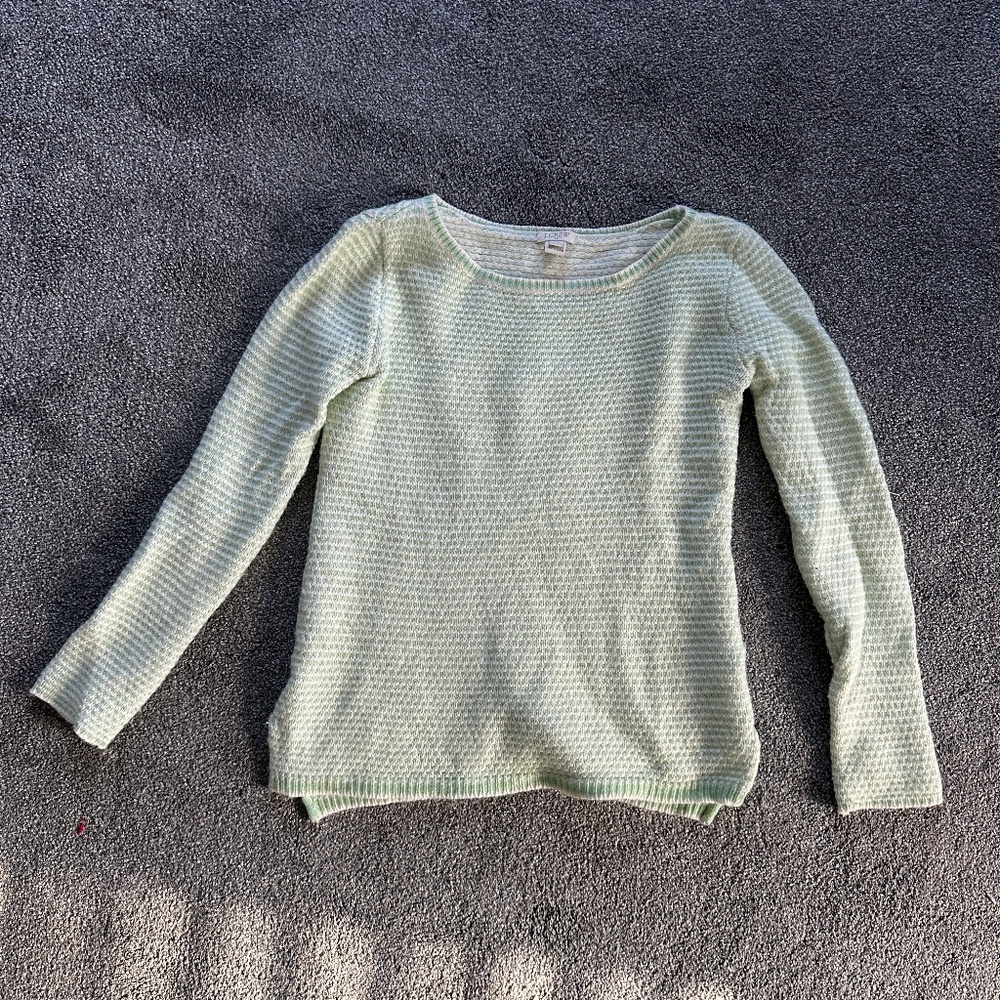 XXS JCrew Green and white sweater